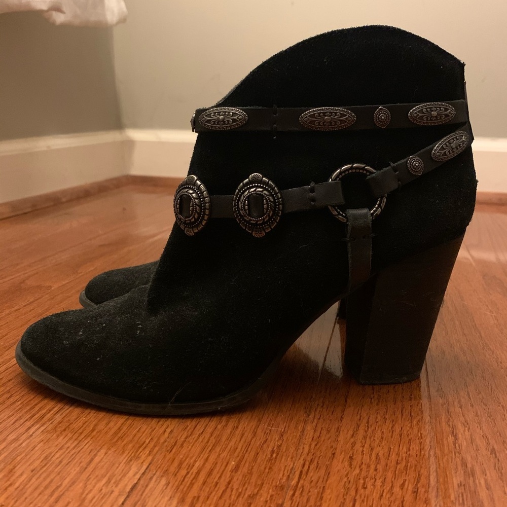 Black Western Suede Booties - Sz 8